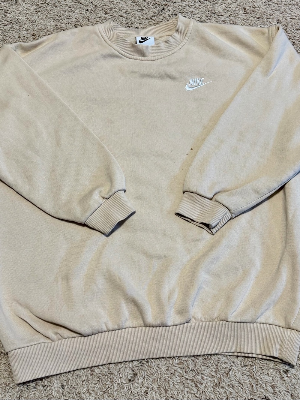 Nike Kid’s Crewneck Sweatshirt in Beige with White Swoosh